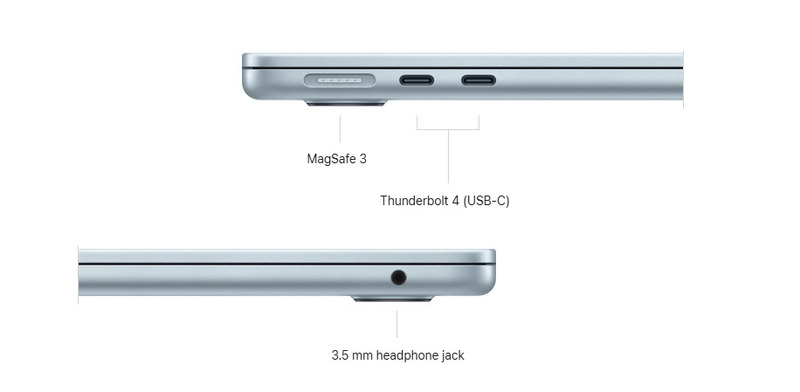 Hệ thống cổng kết nối linh hoạt của MacBook Air M4 15.3 inch 16GB/256GB
