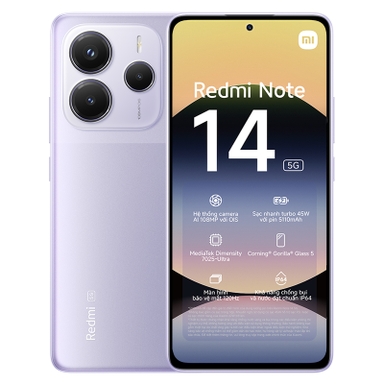 ĐIỆN THOẠI DI ĐỘNG (TEL) REDMI NOTE 14 5G 6.67/MTK D7025 ULTRA/8G/256G/108+8+2MP/20MP/5110mAh (24094RAD4G)/LAVENDER