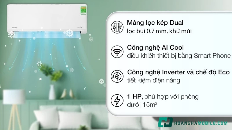 Máy lạnh Comfee Inverter 9.500 BTU (1HP) CFS-10VDGF-V Máy lạnh Comfee Inverter 9.500 BTU (1HP) CFS-10VDGF-V