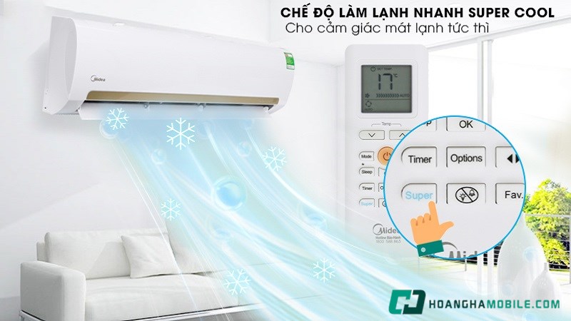 Nhờ chế độ Super Cool, máy lạnh Midea có thể làm lạnh chỉ trong 30 giây Nhờ chế độ Super Cool, máy lạnh Midea có thể làm lạnh chỉ trong 30 giây