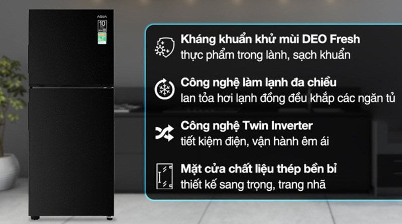 Với thiết kế nhỏ gọn, tủ lạnh Aqua Inverter 189 lít AQR-T220FA(FB) rất phù hợp với những gia đình có không gian bếp khiêm tốn hoặc những căn hộ nhỏ