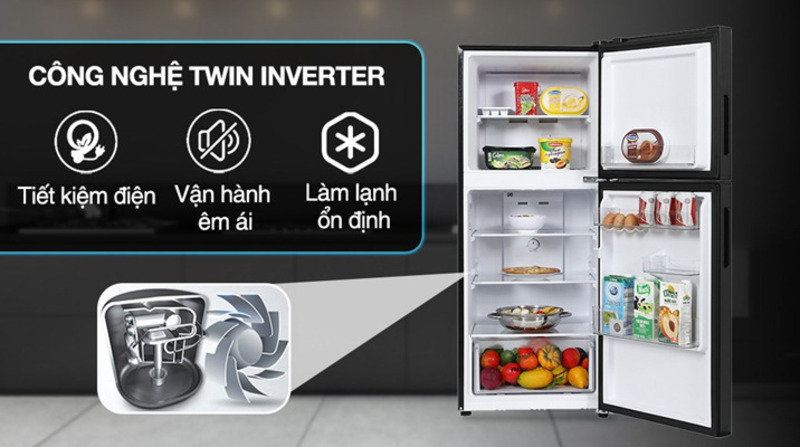 Aqua Inverter 189 lít AQR-T220FA(FB) tiết kiệm điện năng với Twin Inverter