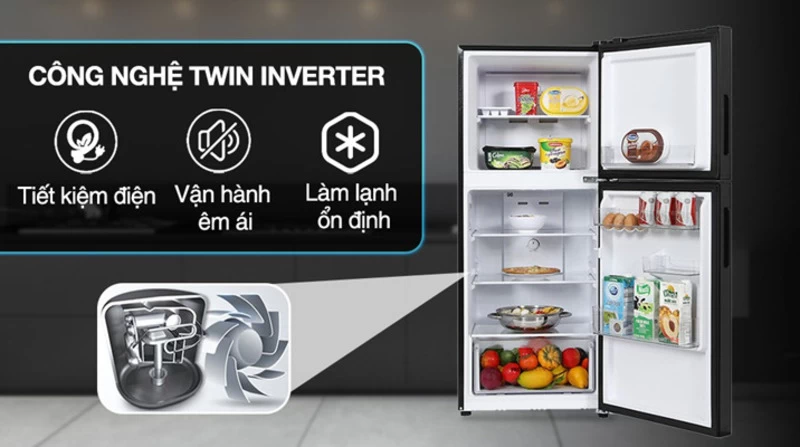 Aqua Inverter 189 lít AQR-T220FA(FB) tiết kiệm điện năng với Twin Inverter Aqua Inverter 189 lít AQR-T220FA(FB) tiết kiệm điện năng với Twin Inverter