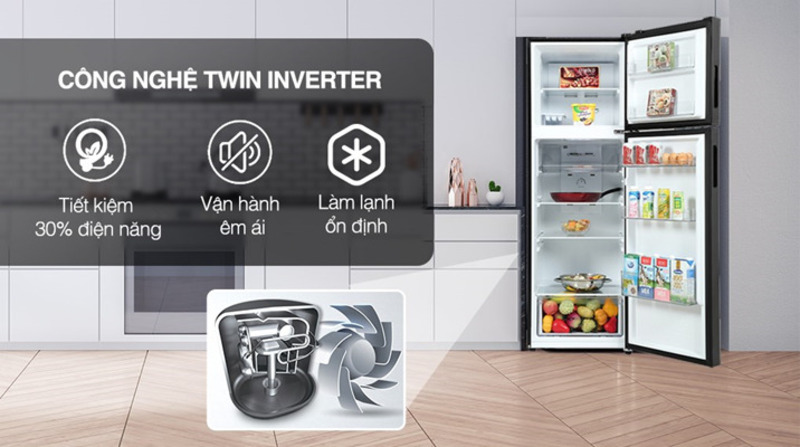 Công nghệ tiết kiệm điện Twin Inverter cải thiện lượng điện sử dụng của Aqua Inverter 283 lít AQR-T299FA(FB)