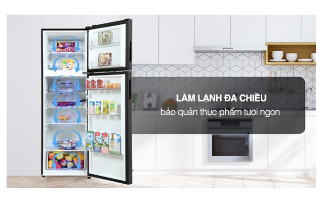 Aqua Inverter 283 lít AQR-T299FA(SL) có công nghệ làm lạnh đa chiều bảo quản thực phẩm luôn tươi sống