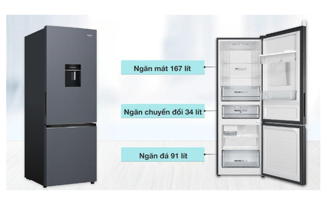 Đèn LED chiếu sáng của Aqua Inverter 292 lít AQR-B360MA(WSL) mang lại ánh sáng rõ ràng