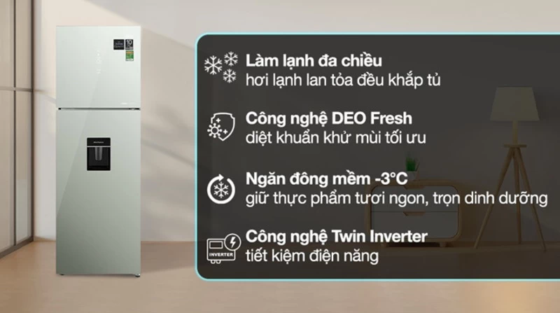 Tủ lạnh Aqua Inverter 347 lít AQR-T390FA(WGM) được thiết kế với tổng dung tích 374 lít, trong đó dung tích thực là 347 lít Tủ lạnh Aqua Inverter 347 lít AQR-T390FA(WGM) được thiết kế với tổng dung tích 374 lít, trong đó dung tích thực là 347 lít