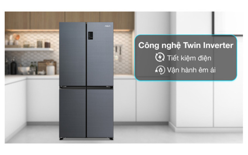 Aqua Inverter 469 lít Multi Door AQR-M536XA(SL) tiết kiệm điện với Twin Inverter