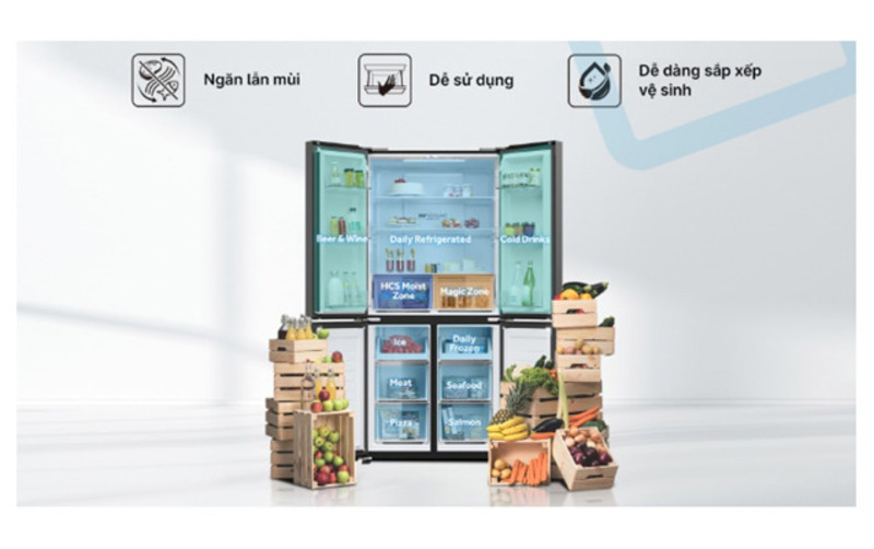 Tủ lạnh Aqua AQR-M536XA(WGB) được trang bị ngăn Magic Zone với 3 mức điều chỉnh nhiệt độ