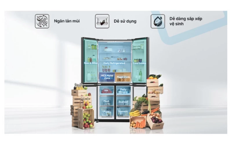 Tủ lạnh Aqua AQR-M536XA(WGB) được trang bị ngăn Magic Zone với 3 mức điều chỉnh nhiệt độ Tủ lạnh Aqua AQR-M536XA(WGB) được trang bị ngăn Magic Zone với 3 mức điều chỉnh nhiệt độ