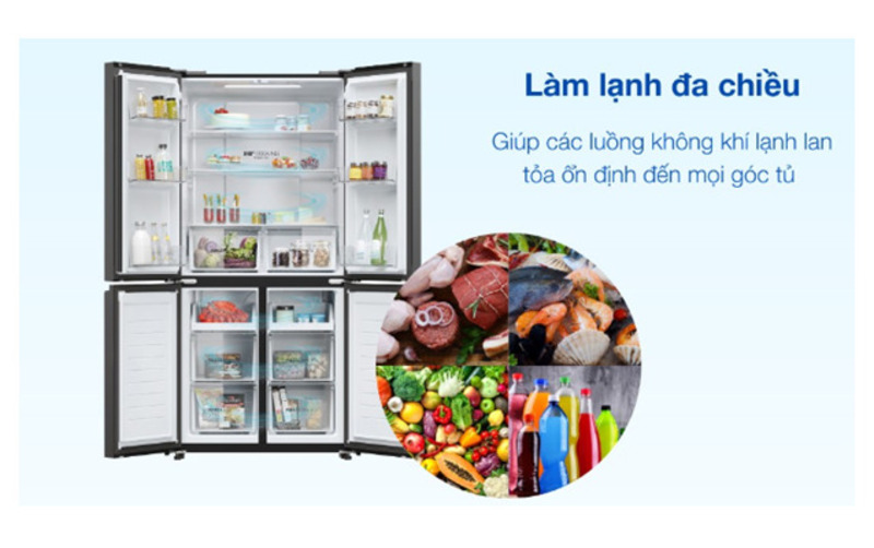 Một điểm nổi bật khác của tủ lạnh Aqua Inverter 469 lít Multi Door AQR-M536XA(WGB) là ngăn rau kiểm soát độ ẩm