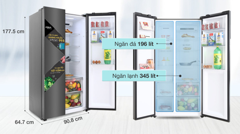 Tủ lạnh Aqua Inverter 541 lít Side By Side AQR-S541XA(BL) được trang bị ngăn rau quả giữ ẩm, một tính năng quan trọng giúp duy trì độ ẩm lý tưởng cho rau củ