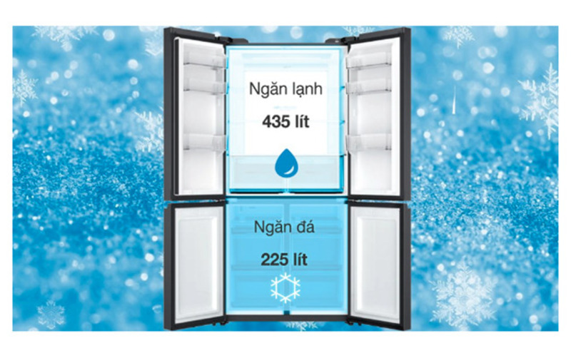Với tổng dung tích lên đến 726 lít, tủ lạnh Aqua Inverter AQR-M727XA(GB)U1 là sự lựa chọn lý tưởng cho các gia đình đông người hoặc những gia đình có nhu cầu lưu trữ thực phẩm lớn