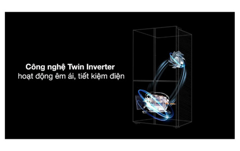 Công nghệ tiết kiệm Twin Inverter hạn chế lượng điện tiêu thụ trên tủ lạnh Aqua Inverter 660 lít Multi Door AQR-M727XA(GS)U1
