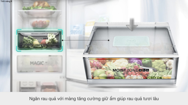 Một trong những tính năng đặc biệt của tủ lạnh Aqua Inverter 320 lít AQR-B379MA(WGB) là ngăn Magic Room