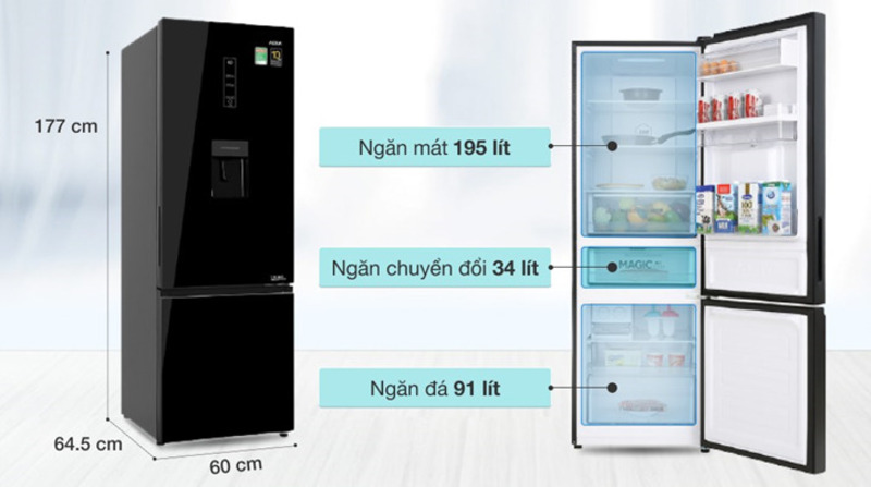 Tủ lạnh Aqua Inverter 320 lít AQR-B379MA(WGB) mang đến sự kết hợp hoàn hảo giữa hiệu suất cao và tiết kiệm năng lượng