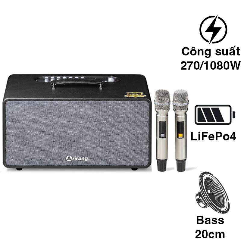 Bộ loa karaoke di động Arirang AM2 có công suất ấn tượng cho âm thanh sống động ở mọi không gian