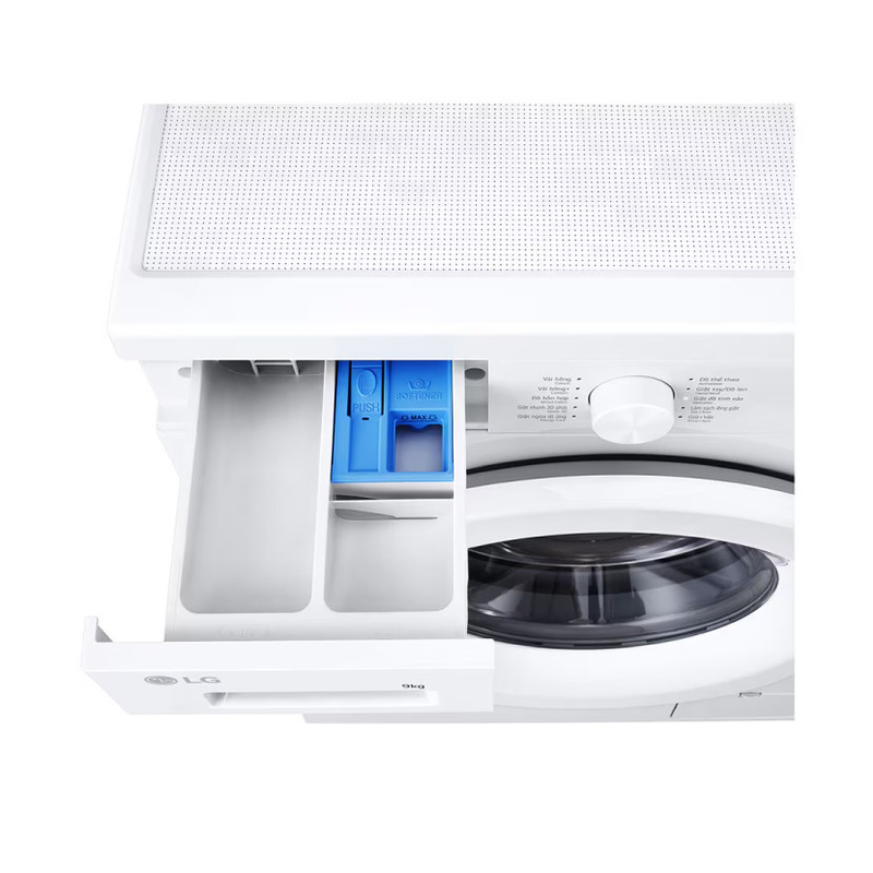 Bàn điều khiển của máy giặt lồng ngang LG Inverter 9.0 kg FB1209S6W được thiết kế tối giản và thân thiện với người dùng