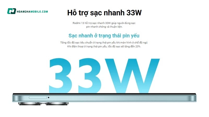 Xiaomi Redmi 13 được trang bị thời lượng pin đủ dùng cả ngày dài, sạc nhanh tiện lợi Xiaomi Redmi 13 được trang bị thời lượng pin đủ dùng cả ngày dài, sạc nhanh tiện lợi