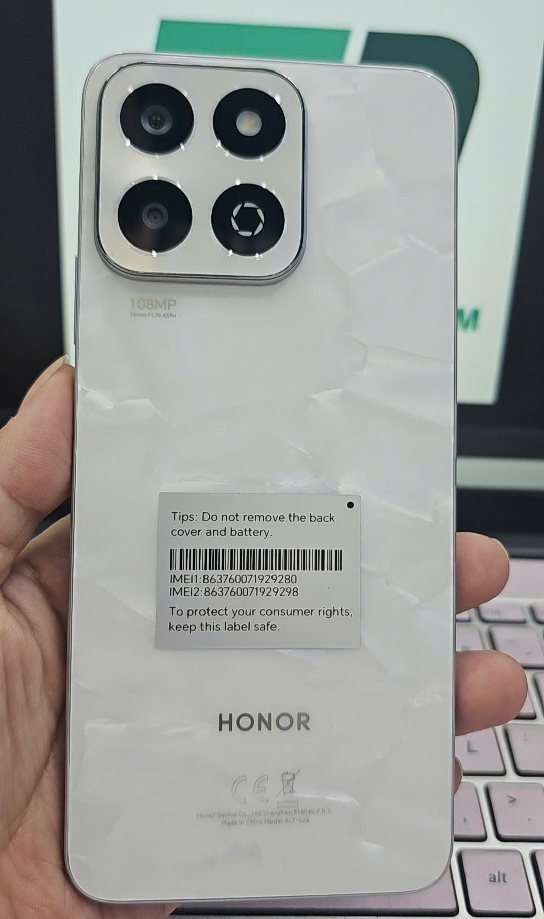Điện thoại thông minh Honor X7c (8+256GB) Trắng (Moonlight White) - TBH 