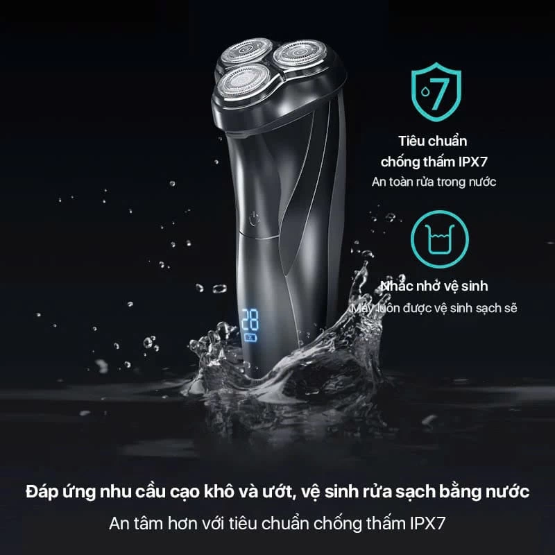 Tiêu chuẩn chống thấm IPX7 của máy cạo râu Enchen BlackStone 3 Tiêu chuẩn chống thấm IPX7 của máy cạo râu Enchen BlackStone 3