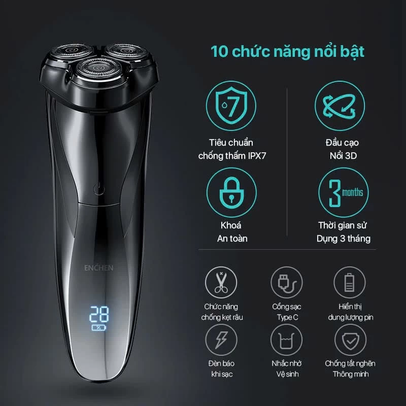 10 chức năng nổi bật của máy cạo râu Enchen BlackStone 3 10 chức năng nổi bật của máy cạo râu Enchen BlackStone 3