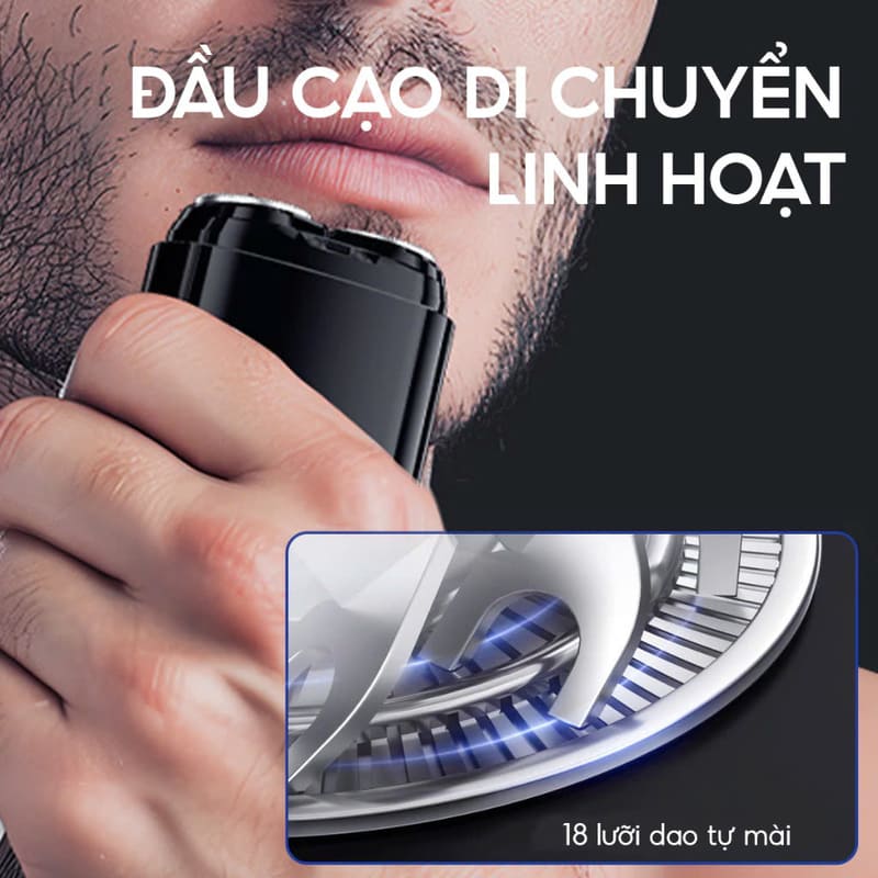 Đầu cạo di chuyển linh hoạt của máy cạo râu Enchen Pocket Shaver K8