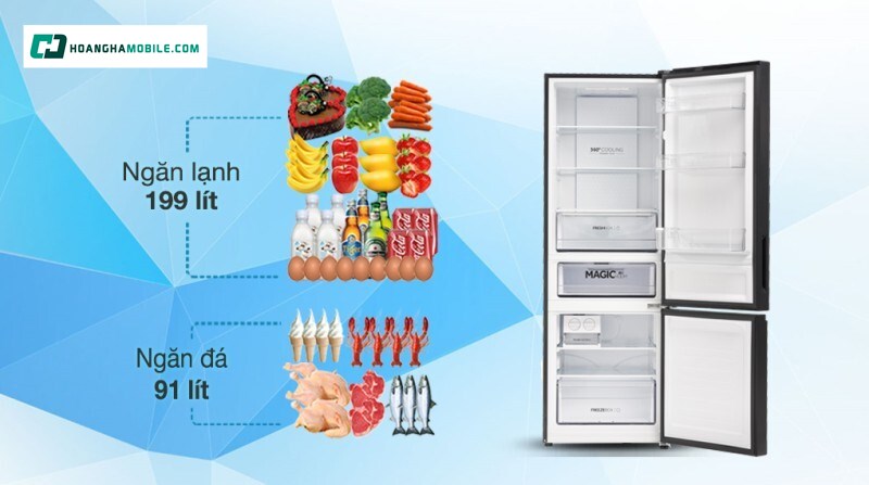 Dung tích sử dụng rộng rãi tới 324 lít.