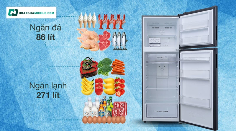 Không gian lưu trữ thực phẩm rộng rãi. Không gian lưu trữ thực phẩm rộng rãi.