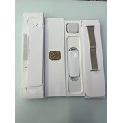 Apple Watch Series 7 GPS + Cellular, 45mm Gold Stainless Steel Case with Dark Cherry Sport Band - Regular