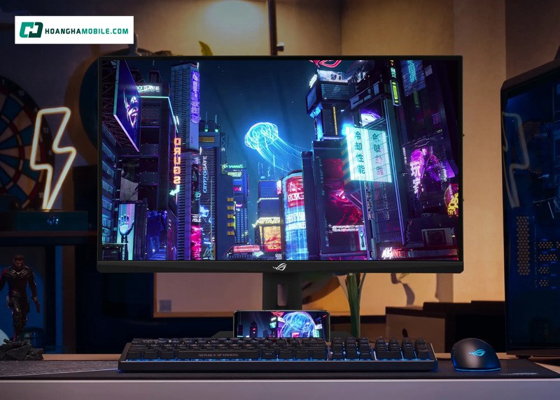 Màn hình ASUS ROG XG27ACS không chỉ là một màn hình máy tính hiệu năng cao mà còn gây ấn tượng mạnh với thiết kế đậm chất game thủ