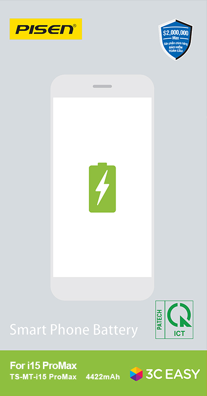 Pin iPhone 15 Pro Max Chính Hãng PISEN (Dung lượng chuẩn 4422mAh)