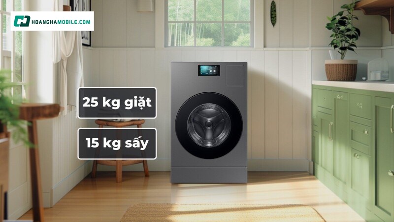 Khối lượng giặt 25 kg và sấy 15 kg Khối lượng giặt 25 kg và sấy 15 kg