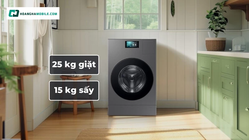 Khối lượng giặt 25 kg và sấy 15 kg Khối lượng giặt 25 kg và sấy 15 kg