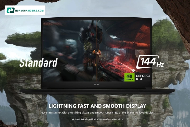 Với màn hình 15.6 inch Full HD, tấm nền IPS, tần số quét 144Hz, laptop MSI Katana 15 B13VEK (2416VN) cho hình ảnh mượt mà, hạn chế xé hình Với màn hình 15.6 inch Full HD, tấm nền IPS, tần số quét 144Hz, laptop MSI Katana 15 B13VEK (2416VN) cho hình ảnh mượt mà, hạn chế xé hình