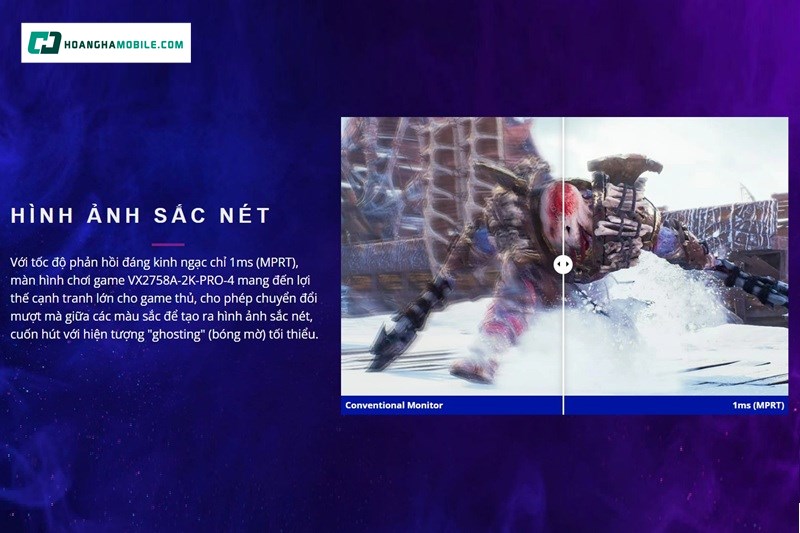 Màn hình gaming ViewSonic VX2758A-2K-PRO-4 có tốc độ phản hồi đáng kinh ngạc 1ms (MPRT)
