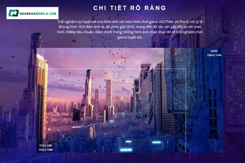 Màn hình ViewSonic VX2758A-2K-PRO-4 được trang bị tấm nền IPS kích thước 27 inch với độ phân giải QHD (2560x1440)