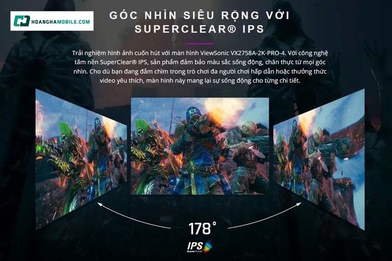 Màn hình gaming ViewSonic VX2758A-2K-PRO-4 có góc nhìn rộng 178 độ