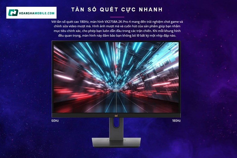 Màn hình gaming ViewSonic VX2758A-2K-PRO-4 có tốc độ làm mới lên tới 180Hz Màn hình gaming ViewSonic VX2758A-2K-PRO-4 có tốc độ làm mới lên tới 180Hz