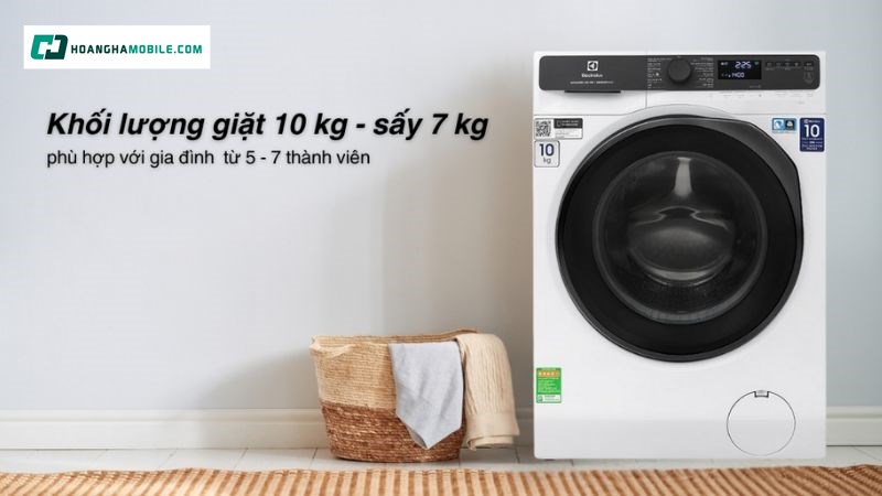 Khối lượng giặt 10kg, sấy 7kg Khối lượng giặt 10kg, sấy 7kg