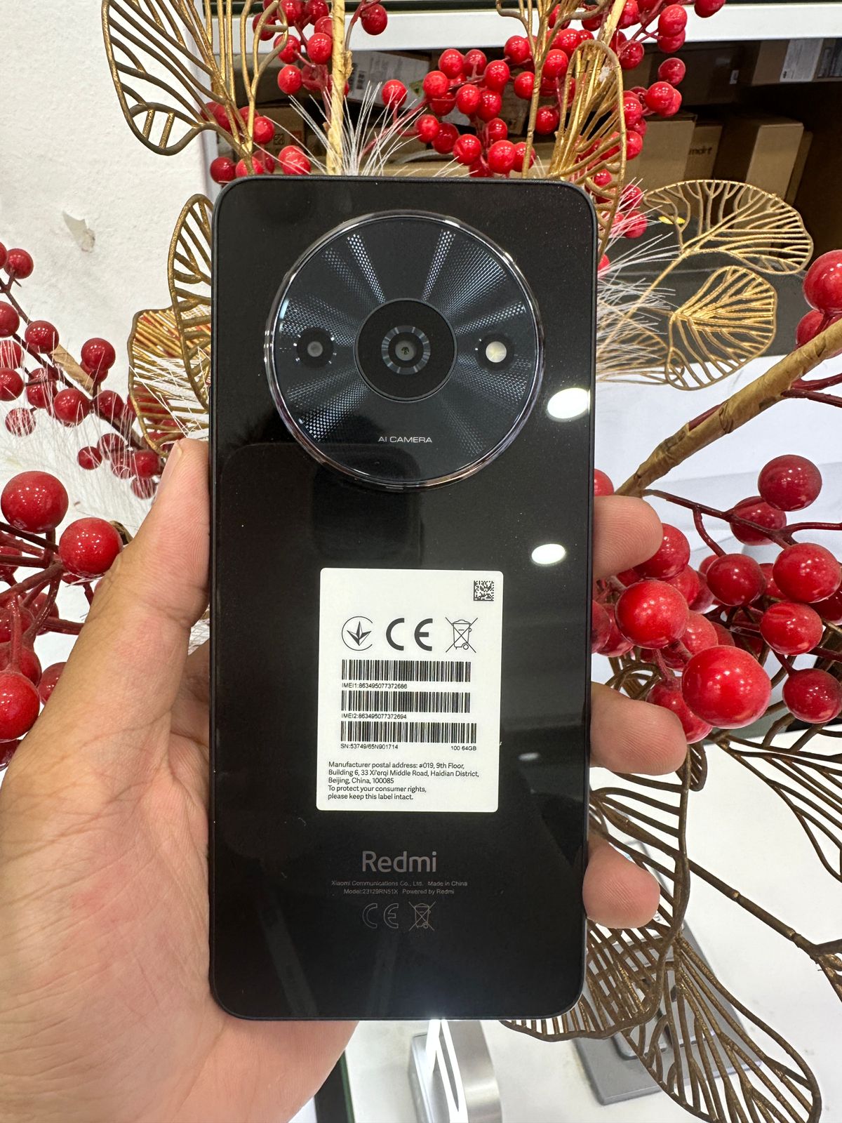 ĐIỆN THOẠI DI ĐỘNG (TEL) REDMI A3 6.708"/MTK Helio G36/3G/64G/8MP AI Dual /5MP/5000mAh(23129RN51X)/ĐEN