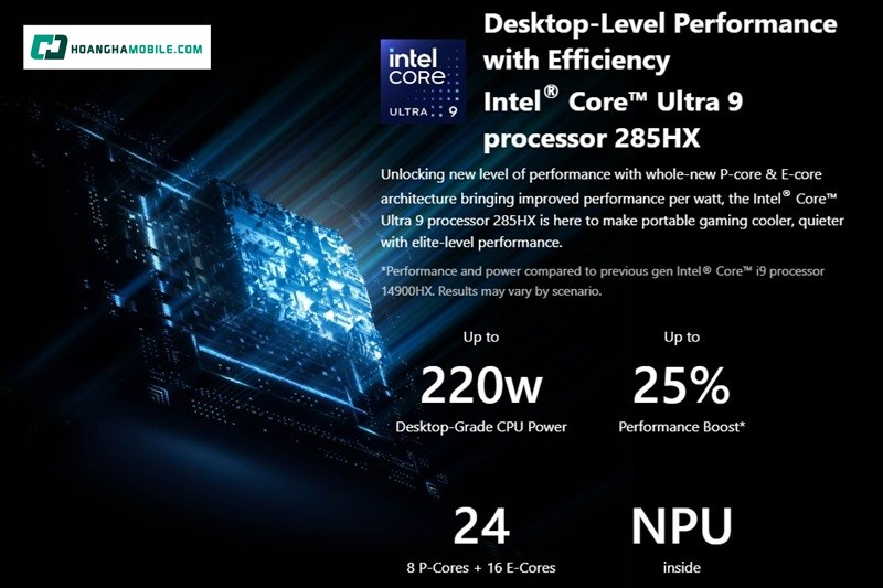 Intel Core Ultra 9 và GPU NVIDIA RTX 5080. Intel Core Ultra 9 và GPU NVIDIA RTX 5080.