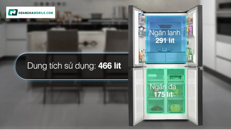 Dung tích sử dụng 466 lít