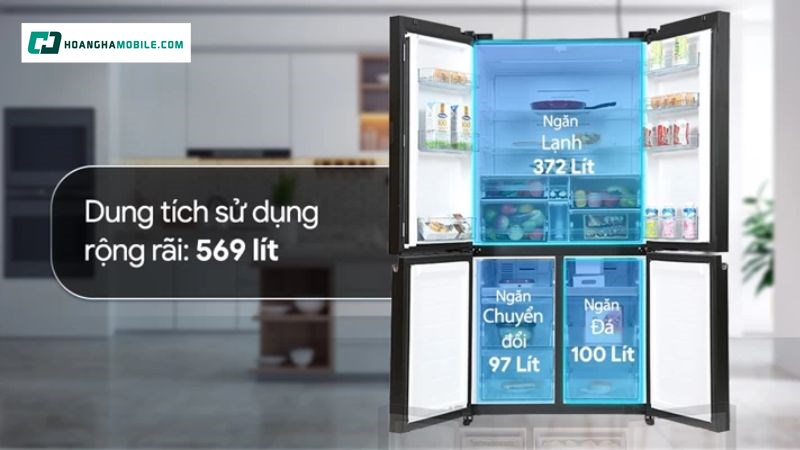 Dung tích lớn: 569 lít Dung tích lớn: 569 lít