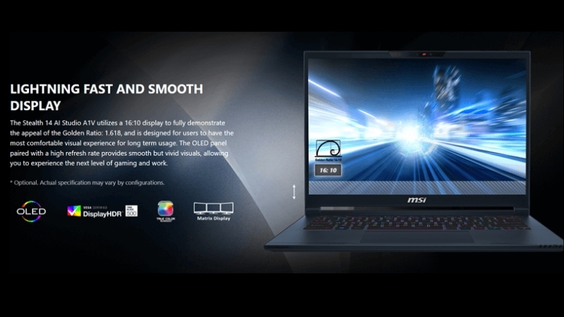 Trang bị màn hình 14 inch OLED QHD+. Trang bị màn hình 14 inch OLED QHD+.