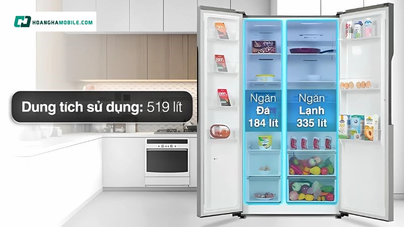 Dung tích lớn với cấu tạo ngăn tủ rộng rãi Dung tích lớn với cấu tạo ngăn tủ rộng rãi