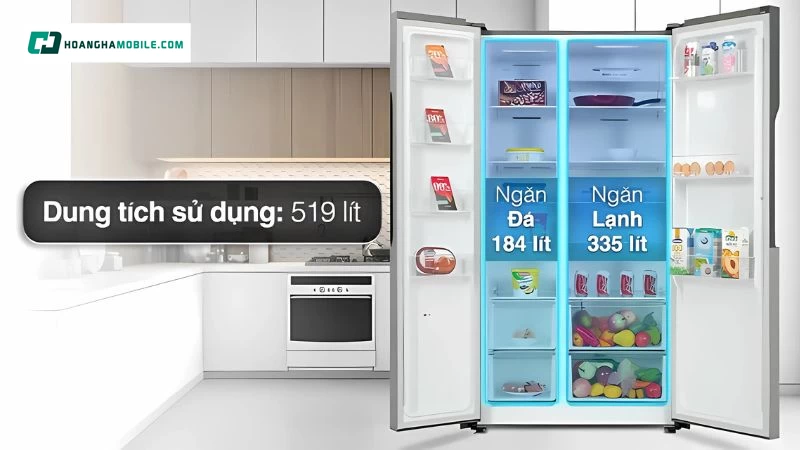 Dung tích lớn với cấu tạo ngăn tủ rộng rãi Dung tích lớn với cấu tạo ngăn tủ rộng rãi