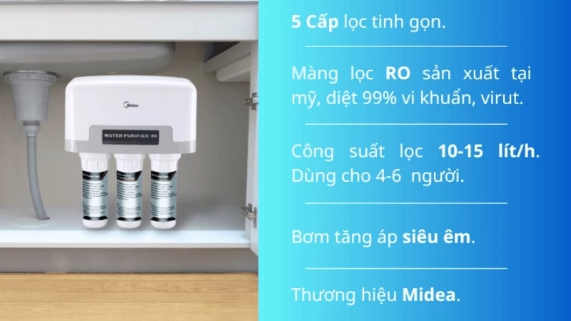 Công suất lọc lên đến 10 lít/giờ Công suất lọc lên đến 10 lít/giờ