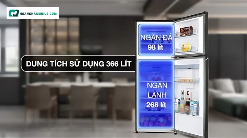 Dung tích sử dụng 366 lít Dung tích sử dụng 366 lít