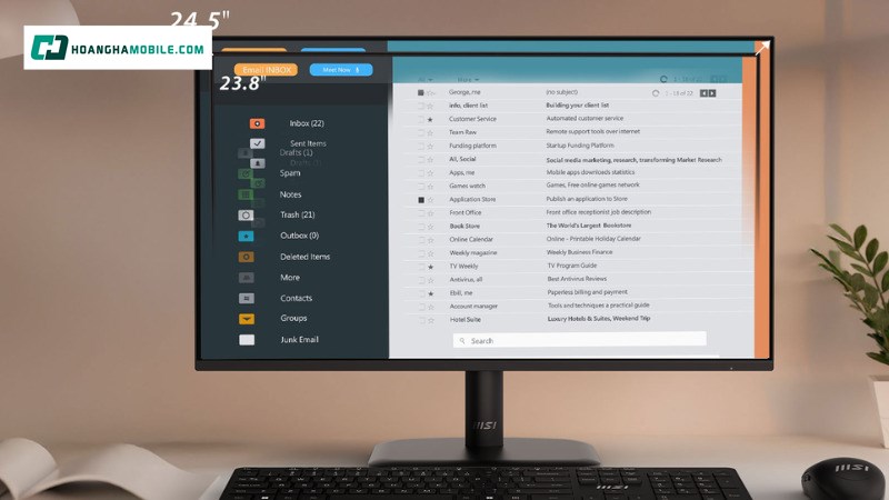 Hình ảnh sắc nét với tấm nền IPS 24.5 inch. Hình ảnh sắc nét với tấm nền IPS 24.5 inch.